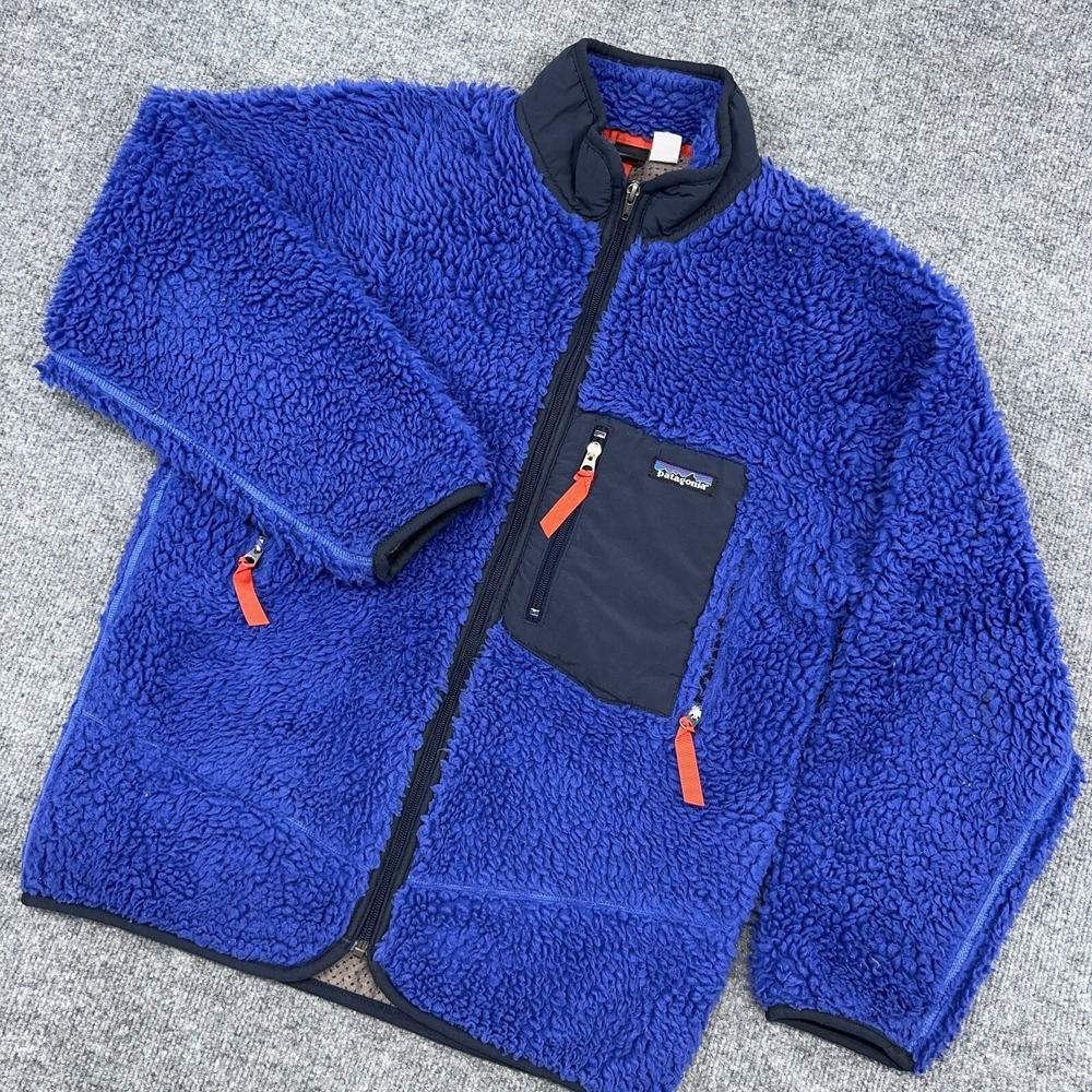 Vintage Patagonia Jacket Men S (Youth XL) Cobalt Blue Retro X Deep Pile USA Made - Picture 1 of 15